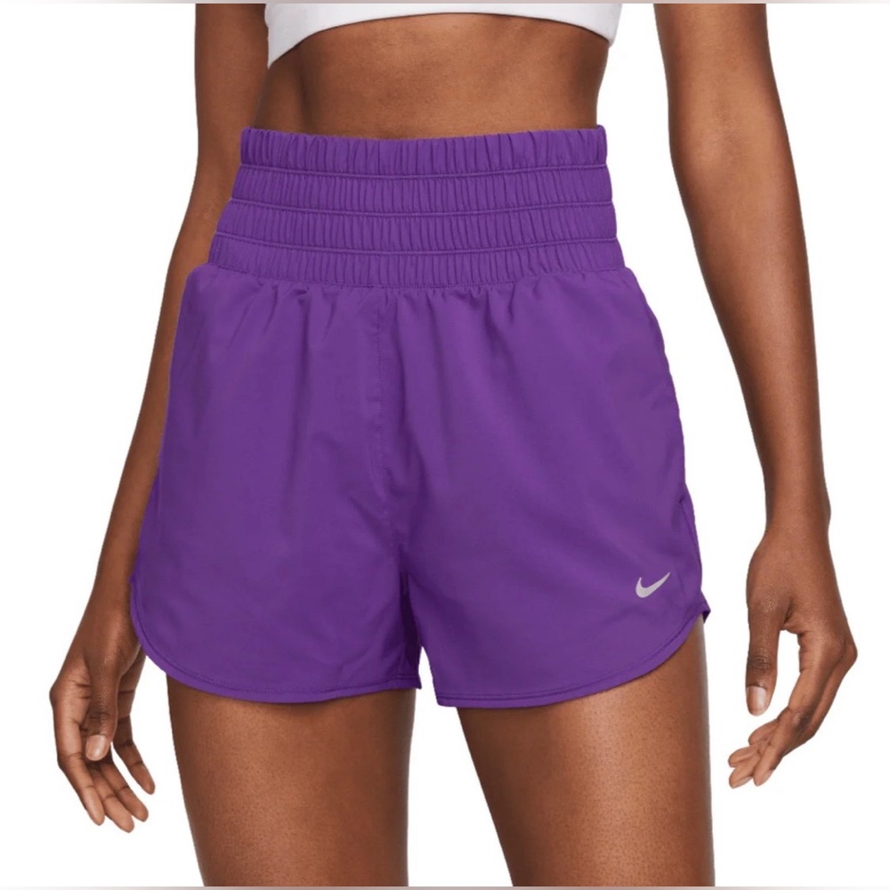 Nike Women’s One Dri-Fit Ultra High Waisted 3”Brief Lined Shorts Run Purple XS